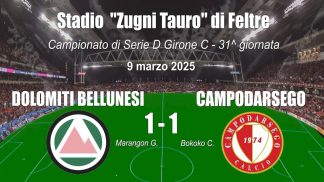 Calcio, serie D. Pareggio contro il Campodarsego e la Dolomiti va a +4 sul Treviso.